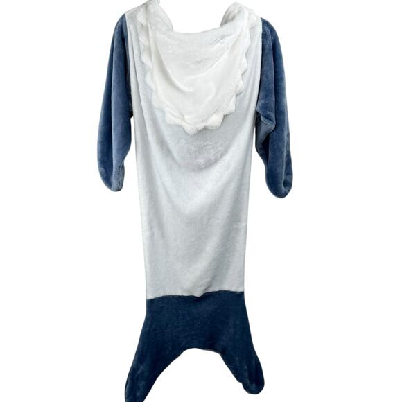 Hooded Fleece Shark Blanket Sleeping Bag One Piece Gray White Unisex Kids Large - Picture 2 of 15